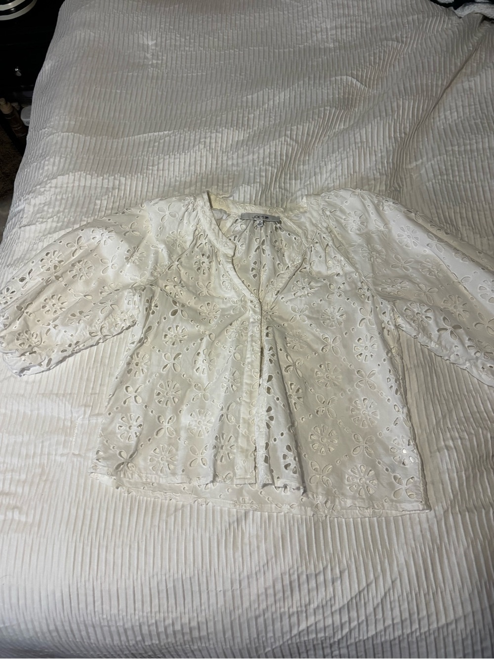 Joe's Jeans White Eyelet Peasant Top